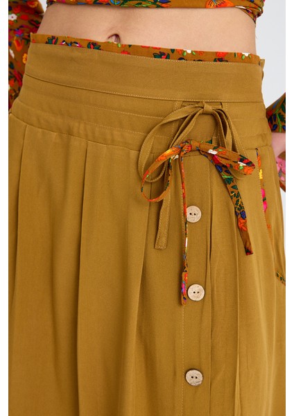 Bohem Tarz Düğme Detaylı Kloş Etek fırsatları