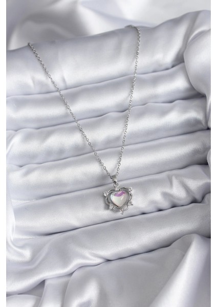Bfs 316L Çelik Zincir Gümüş Renk Kalp Model Kadın Kolye fiyatları