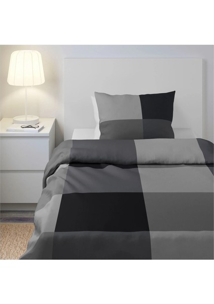 Brunkrıssla Nevresim Seti 150 x 200 - 50 x 60 cm Siyah Tek Kişilik Pamuk - Viskon Çıtçıtlı modelleri