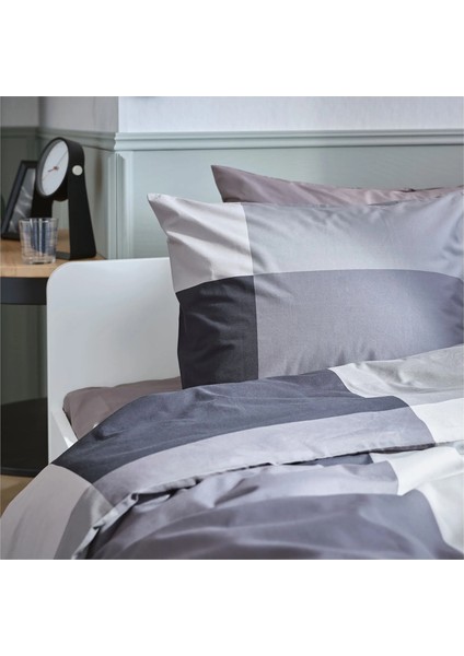 Brunkrıssla Nevresim Seti 150 x 200 - 50 x 60 cm Siyah Tek Kişilik Pamuk - Viskon Çıtçıtlı indirimleri