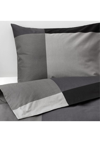 Brunkrıssla Nevresim Seti 150 x 200 - 50 x 60 cm Siyah Tek Kişilik Pamuk - Viskon Çıtçıtlı