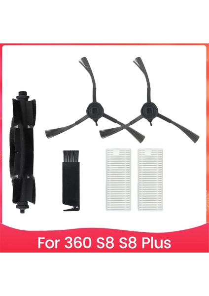 360 S8 S8 Plus Ana Yan Fırça Için Yedek Fırça Filtre Seti (Yurt Dışından)