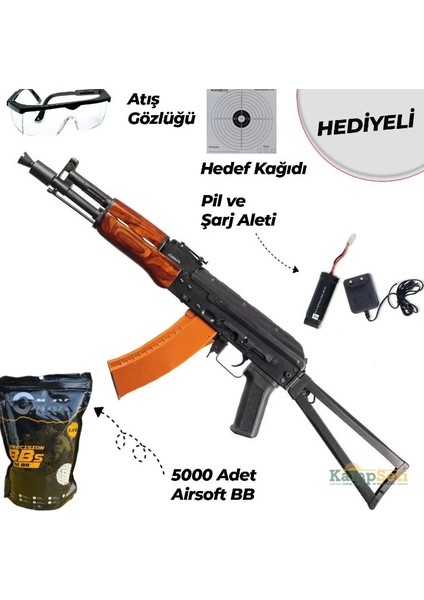 D-Boys AK47 Airsoft Tüfek Full Metal Gerçek Ağaç Pil Şarz Aleti Dahil