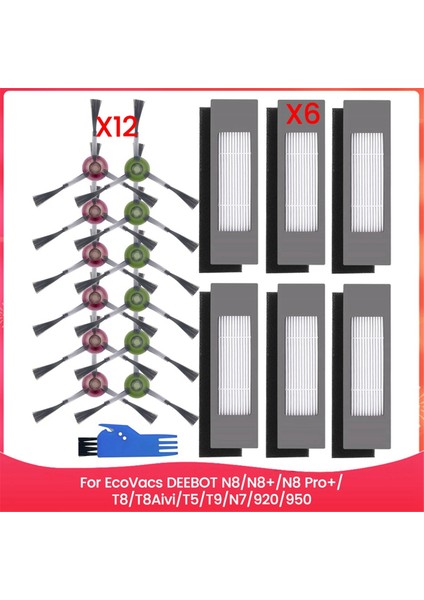 Ecovacs Deebot N8, N8+, N8 Pro+, T8, T8AIVI, T5, T9, N7, 920, 950 Yan Fırça Hepa Filtre Robot Vakum Aksesuarları (Yurt Dışından)