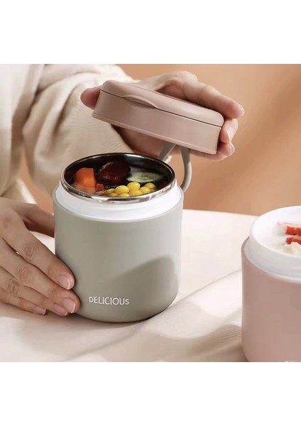 Paslanmaz Çelik Sızdırmaz Kaşıklı Saklama Kabı Beslenme Kabı 430 ml Yeşil Ithal Ürün fiyatları