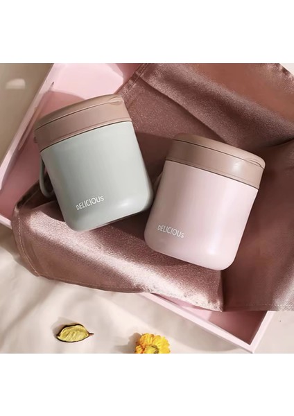 Paslanmaz Çelik Sızdırmaz Kaşıklı Saklama Kabı Beslenme Kabı 430 ml Yeşil Ithal Ürün indirimleri