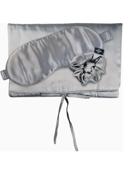 Aılorıa Travel Set Beauty M, %100 Dut Ipeğinden Çanta, Uyku Maskesi ve Saç Tokası