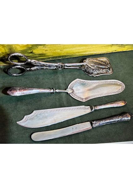 Gümüş Saplı Avrupa Servis Seti 21 cm Boylarında