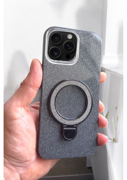 IPhone 13-14 Uyumlu Kılıf Simli Standlı Tasarım Premium Kapak fırsatları