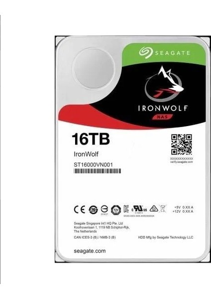 Ironwolf Nas 16TB 7200RPM 256MB Sata3 Nas 3.5" Harddisk (ST16000VN001)