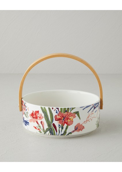 Garden Serenity Stoneware Sunumluk 17X7 cm Beyaz - Lacivert