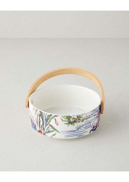 Garden Serenity Stoneware Sunumluk 17X7 cm Beyaz - Lacivert fiyatları