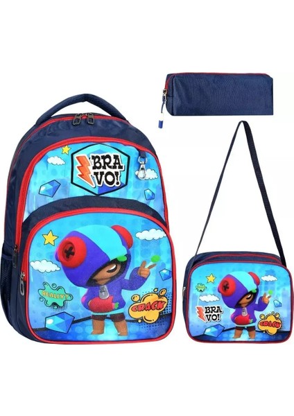 Ilkokul Çantası Beslenme+Kalemlik Set Erkek Bravo