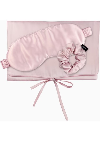 Aılorıa Travel Set Beauty M, %100 Dut Ipeğinden Çanta, Uyku Maskesi ve Saç Tokası