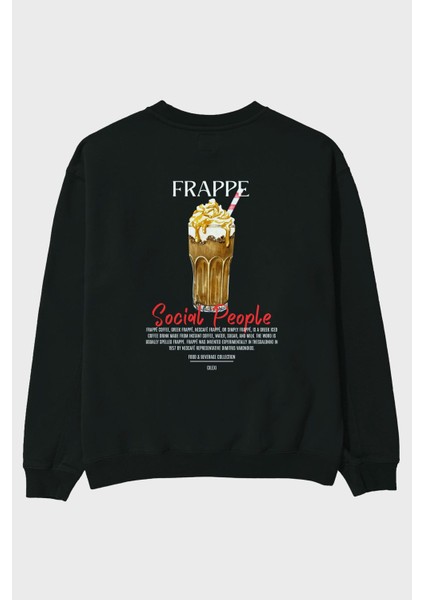 Frappe Arka Baskılı Oversize Sweatshirt Erkek Kadın Unisex