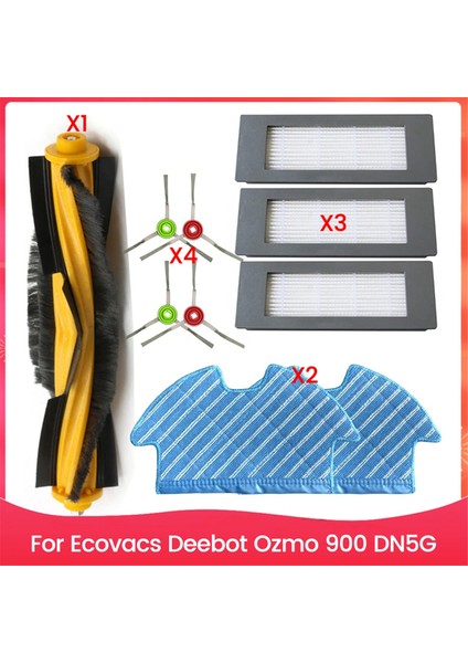 Ecovacs Deebot Ozmo 900 DN5G Filtreler Yan Fırçalar Silindir Fırçası Vakum Süpürge Aksesuarları (Yurt Dışından)