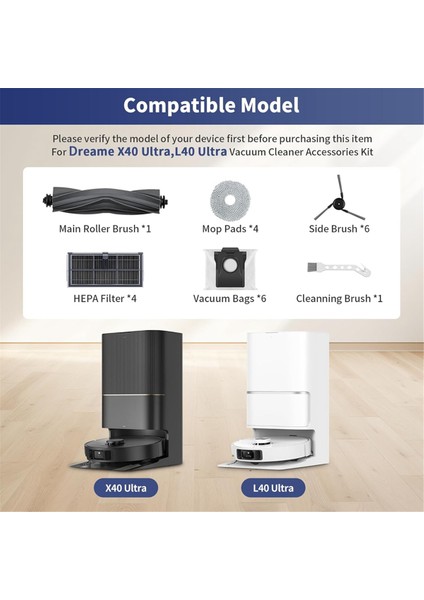 Dreame X40 &amp; L40 Ultra Vakumlar Için Aksesuar Seti Ana Yan Fırça Hepa Filtre Mop Bez Tuz Torbaları (Yurt Dışından) indirimleri