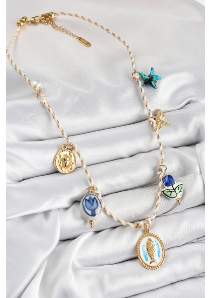 Seramik Motifli Balık Figürlü Model Krem Ip Kadın Kolye - TJ-BKO10400 fiyatları