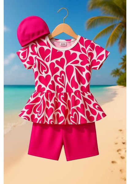 Üç Parça Kız Çocuk Boneli Mayo