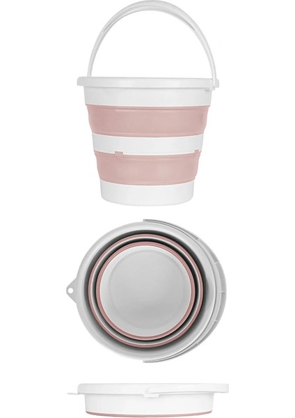 3'lü Temizlik Seti - Katlanır Sele Çamaşır Sepeti-Katlanabilir Su Kovası - Koçero Maşrapa Soft Pembe modelleri