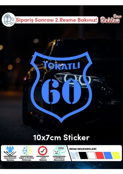 Tokatlı 60 Sticker – Araba Camı ve Bagaj Uyumlu Plaka Tasarımı