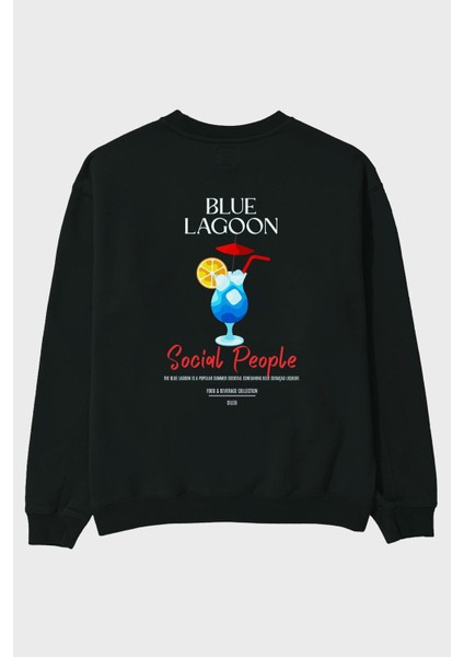 Blue Lagoon Arka Baskılı Oversize Sweatshirt Erkek Kadın Unisex