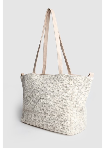 Lanco Örme Büyük Boy Omuz Çantası Örme Krem