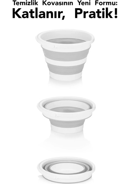 2'li Katlanır Banyo Seti - Katlanabilir Silikon 18 Lt Çamaşır Sepeti Akordiyon Su Kovası modelleri