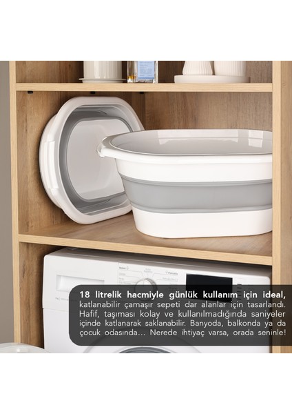 2'li Katlanır Banyo Seti - Katlanabilir Silikon 18 Lt Çamaşır Sepeti Akordiyon Su Kovası fırsatları