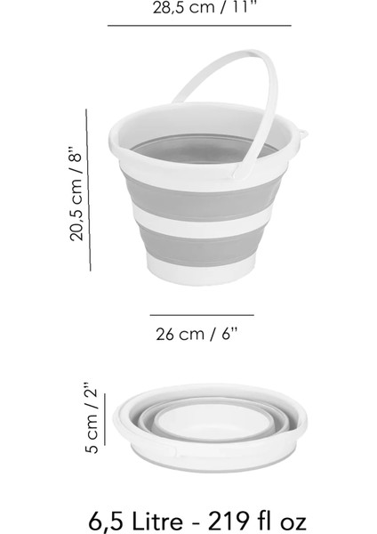 2'li Katlanır Banyo Seti - Katlanabilir Silikon 18 Lt Çamaşır Sepeti Akordiyon Su Kovası