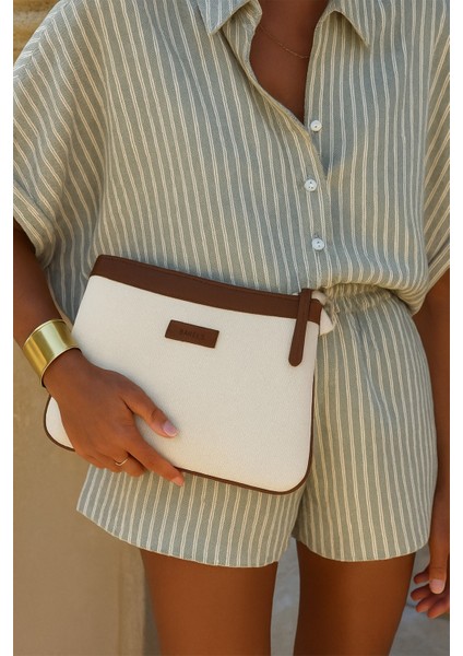 Kanvas Kahve Özel Tasarım Kadın Portföy & Clutch Çanta