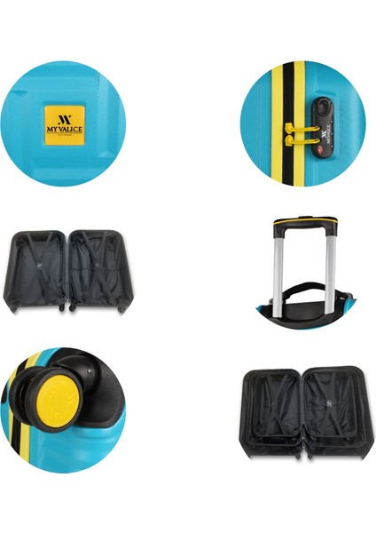 My Valice Puzzle Abs Kabin Orta ve Büyük Boy Turkuaz 3'lü Valiz Seti modelleri