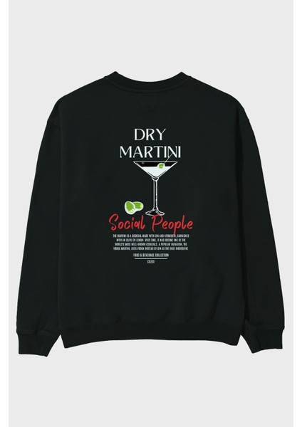 Dry Martini Arka Baskılı Oversize Sweatshirt Erkek Kadın Unisex
