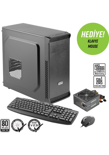 Green Oraman Plus 1X120MM 1x3.0 2x2.0 USB Bilgisayar Kasası (350W 80+ Standart Sertifikalı UPS)