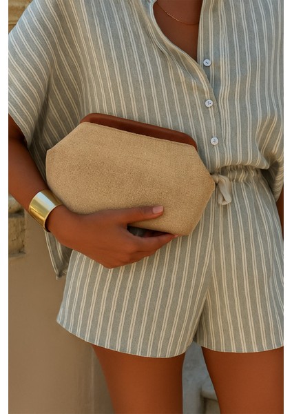 Kadın Kahve Renk Detaylı Jüt Hasır Portföy & Clutch Çanta fiyatları