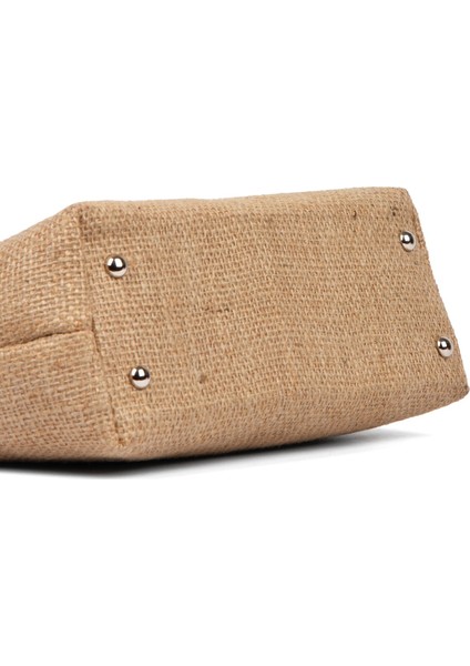 Kadın Kahve Renk Detaylı Jüt Hasır Portföy & Clutch Çanta