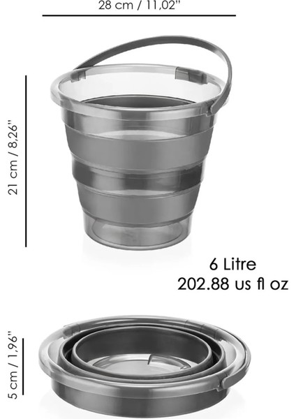 Katlanabilir Akordiyon Su Kovası - Platin Serisi Katlanır Kova - 6 Lt modelleri