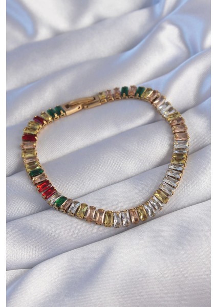 Bfs 316L Çelik Gold Renk Renkli Su Yolu Tasarımlı Bileklik