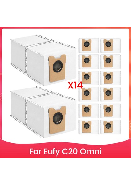 14 Paket Toz Torbaları Eufy C20 Omni Robot Vakum Temizleyici Büyük Kapasiteli Tek Kullanımlık Vakum Torbaları (Yurt Dışından)