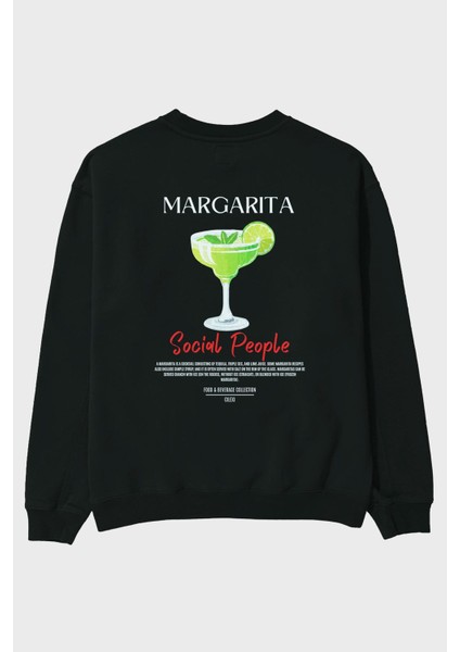 Margarita Arka Baskılı Oversize Sweatshirt Erkek Kadın Unisex