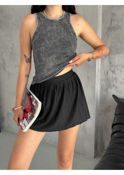 Kadın Kolsuz Kalın Askılı Geniş Yaka Kol ve Yaka Nakış Detaylı Kaşkorse Şık Bluz SM3210 fırsatları