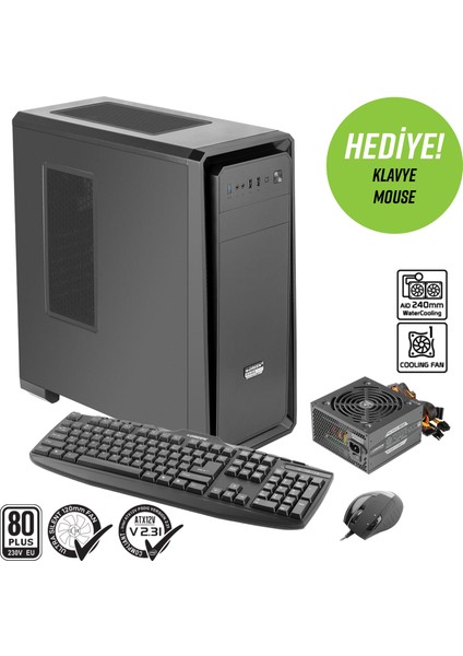 Green Pars Evo Skd 1X120MM 1x3.2 2x2.0 USB Bilgisayar Kasası (400W 80+ Standart Sertifikalı UPS)