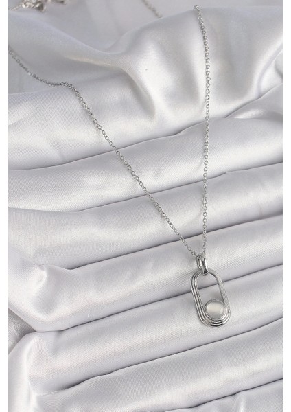 Bfs 316L Çelik Gümüş Renk Zincir Beyaz Kedi Göz Model Kadın Kolye fiyatları