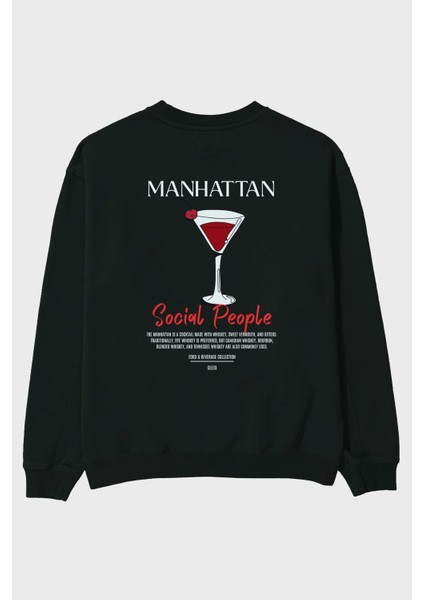 Manhattan Arka Baskılı Oversize Sweatshirt Erkek Kadın Unisex