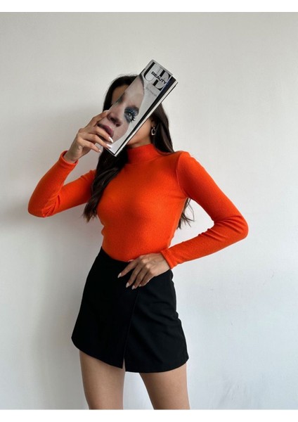 Kadın Yarım Balıkçı Yaka Uzun Kollu Şardonlu Kaşkorse Bluz RD2003 modelleri