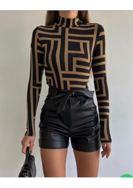 Kadın Ince Uzun Kollu Desenli Yarım Balıkçı Yaka Bluz BLZ2280 fiyatları