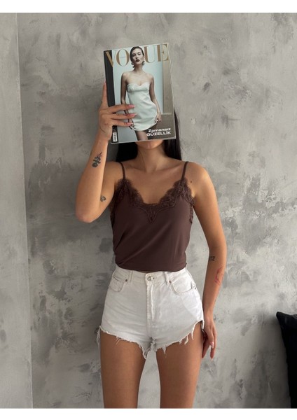 Kadın Askılı Acı Kahve Dantelli Atlet BLZ1004 fiyatları