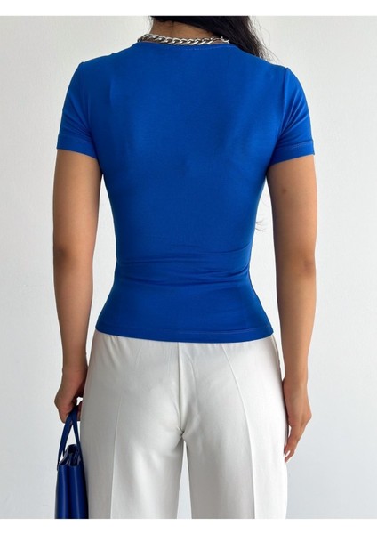 Kadın Kısa Kollu Kare Yaka Viskon Bluz BLZ11870 fırsatları