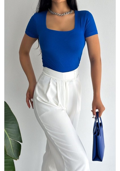 Kadın Kısa Kollu Kare Yaka Viskon Bluz BLZ11870 indirimleri