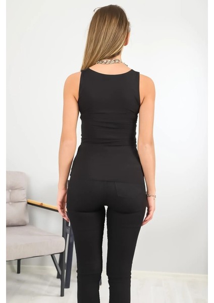 Kadın Kalın Askılı Önü Çift Kat Kare Yaka Düz Basic 2'li Penye Bluz BLZ9922 modelleri